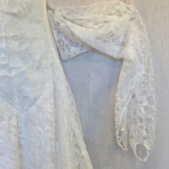 Vintage Frederick's Of Hollywood White Lace Wedding Dress - Picture 5 of 9